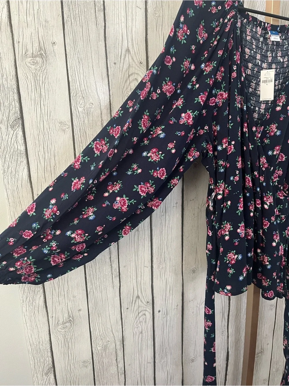 Old Navy NWT Puff-Sleeve Smocked Wrap Blouse XL Floral Boho Cottagecore